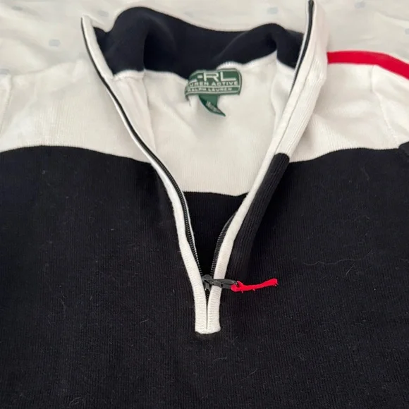 Polo by Ralph Lauren Black White Red Half-Zip Sweater - Picture 3 of 3
